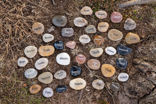 Engraved River Rock Word Stones - Sold Individually