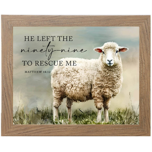 He Left The Ninety-Nine Framed Art Print Sheep Christian Art