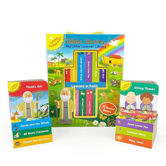My Little Learner Library: 12 Board Book Bible Stories (With Handle & Case)