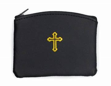 Black Leather Rosary Pouch