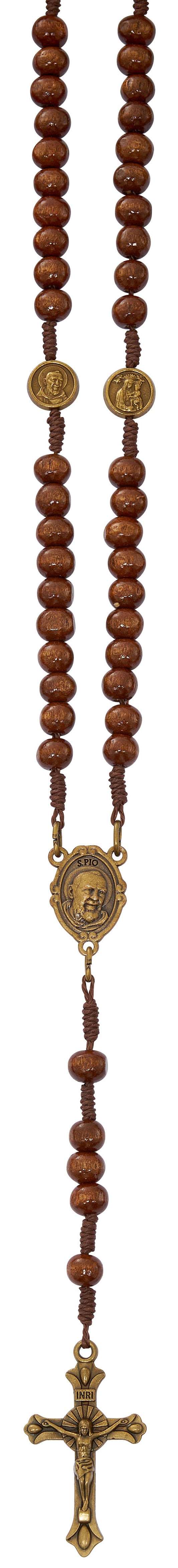 BRONZE WOOD ST. PIO ROSARY
