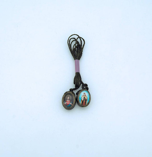 BA22365 - Brazilian Wood Oval Scapular Pendant Necklace
