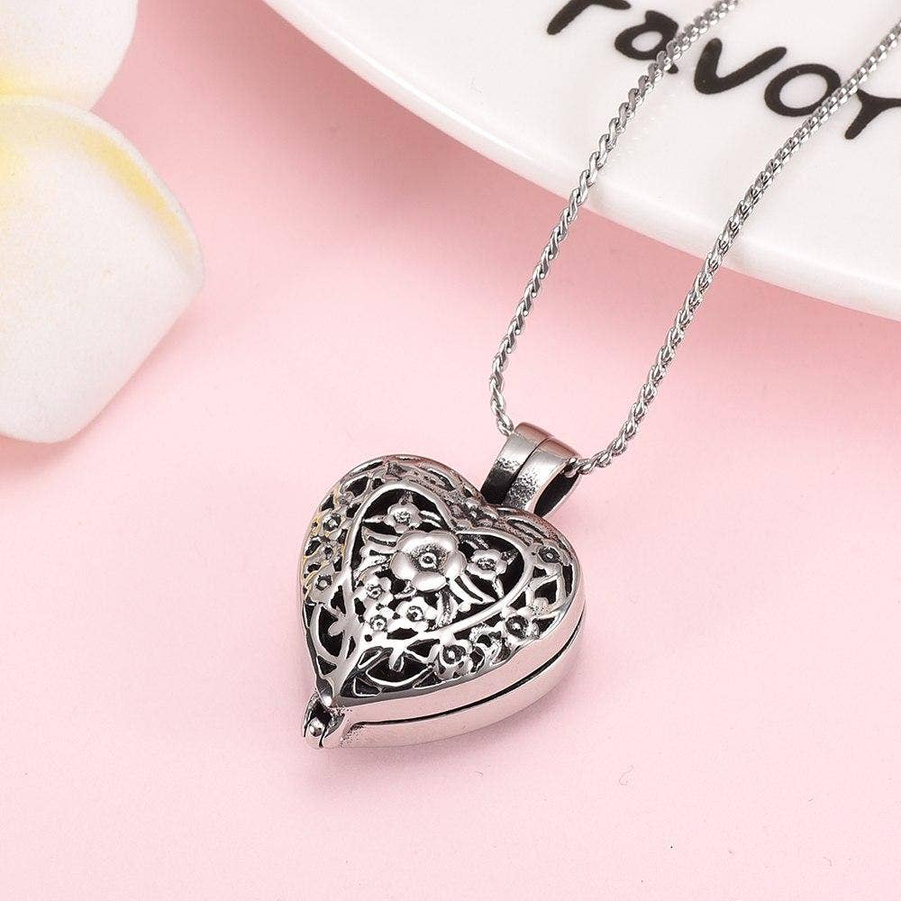 Heart Shaped Locket "Always In My Heart" Cremation Urn Necklace