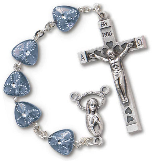 Heart/Foil Rosary-Blue-RC203