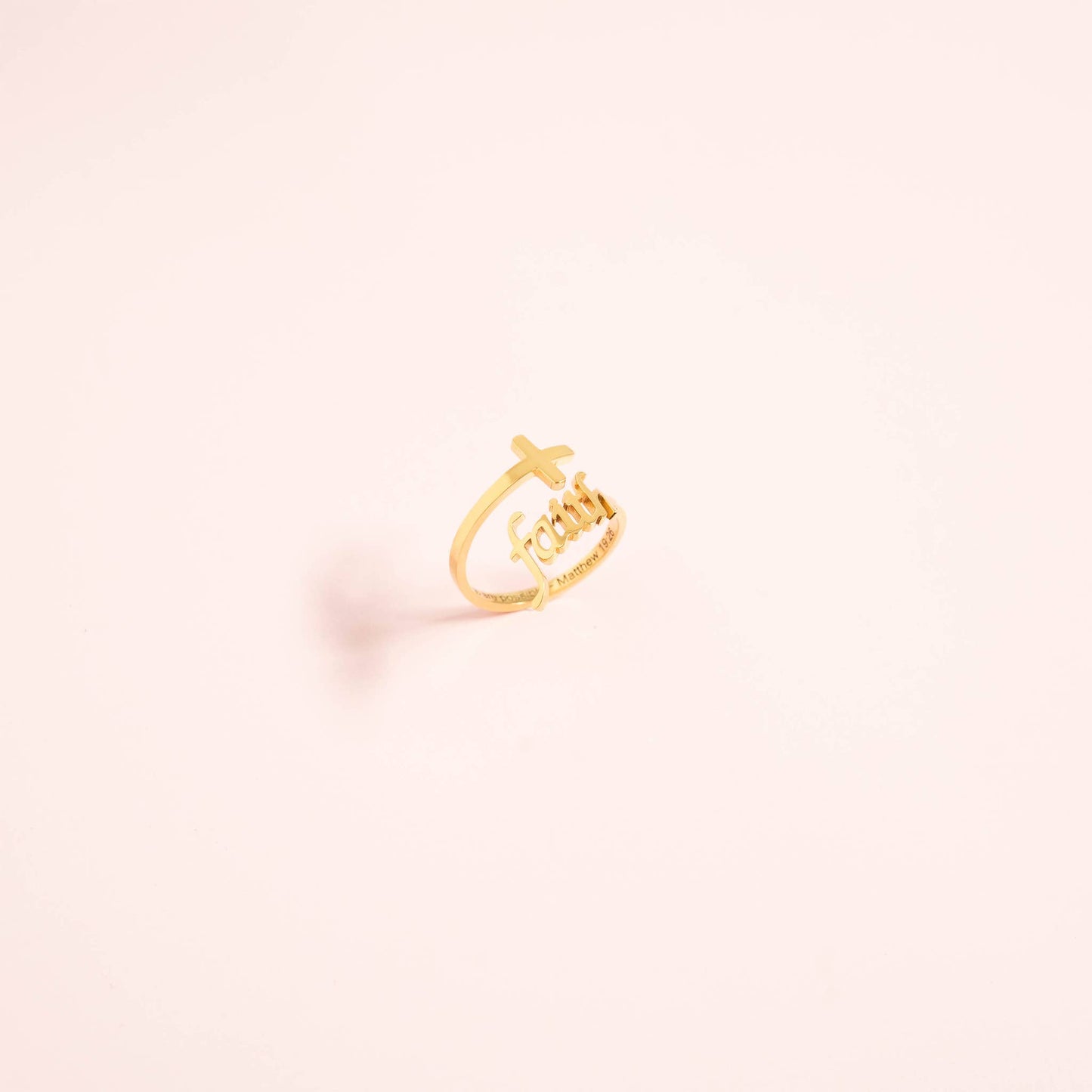 18K Gold PVD Adjustable "Faith" Ring
