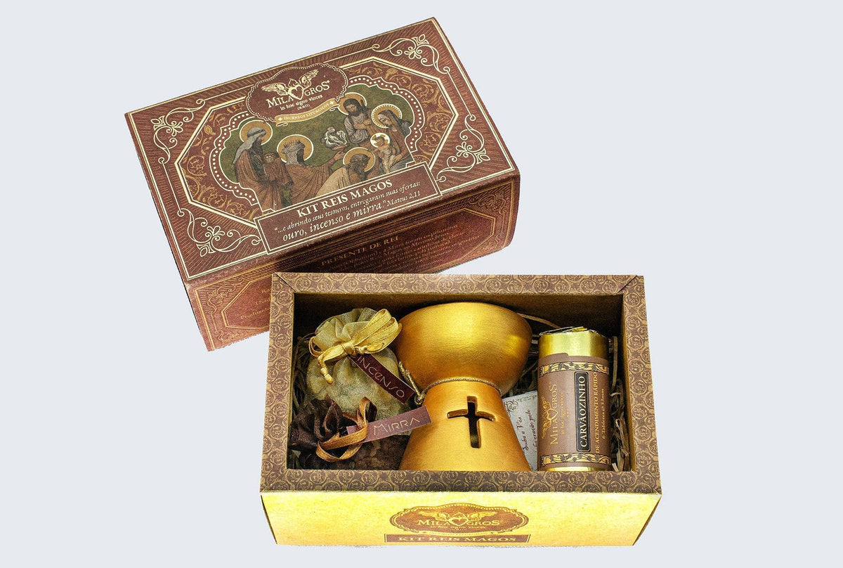 Three Wise Men Biblical Incense Kit — Frankincense, Myrrh, Gold