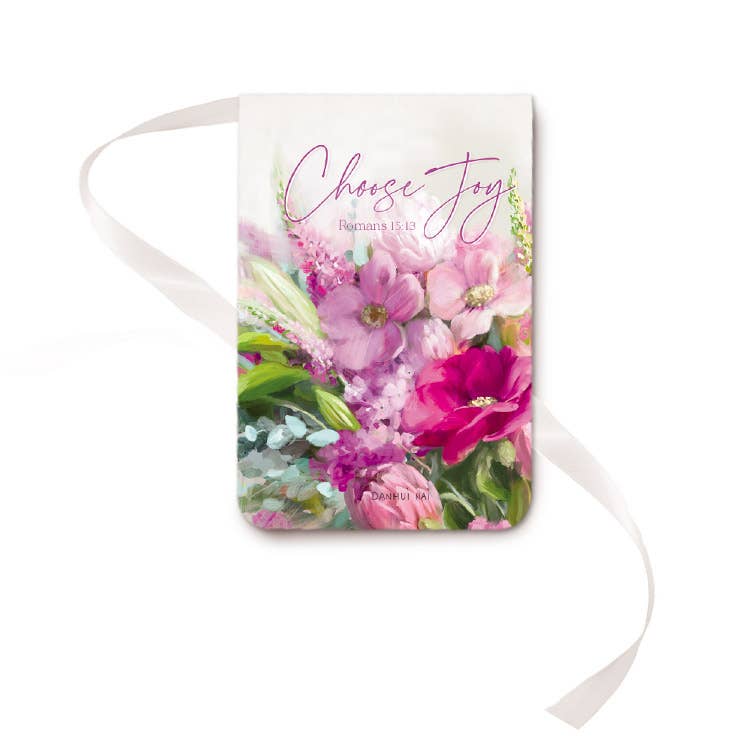 Bright Floral Faith Magnetic Ribbon Bookmark