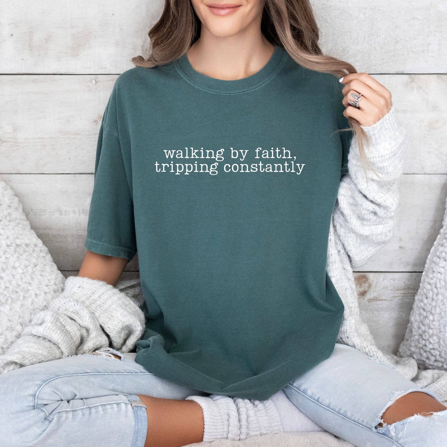 Walking By Faith Tripping Constantly Graphic Tee - Fall