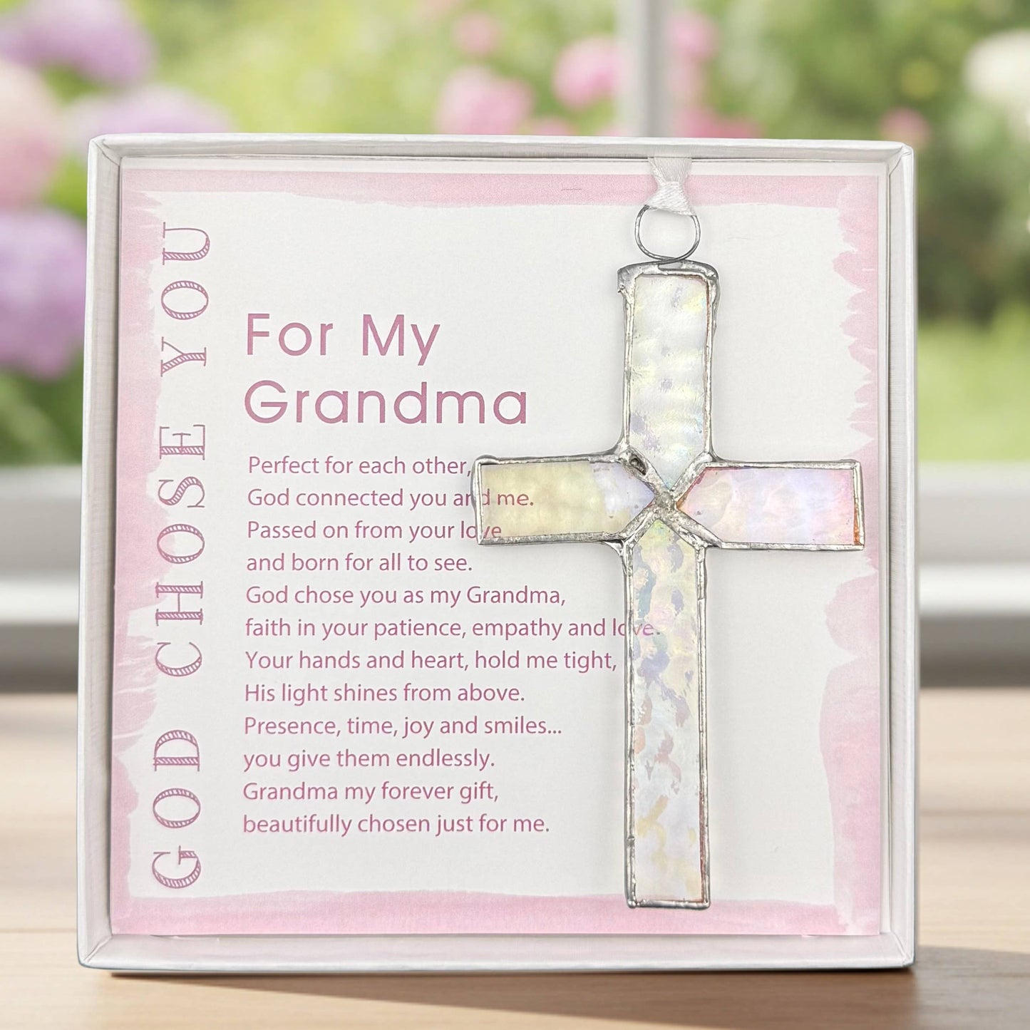 God Chose You Grandma Gift: Stained Glass Cross 4504SG