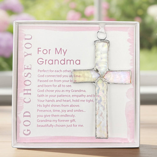 God Chose You Grandma Gift: Stained Glass Cross 4504SG