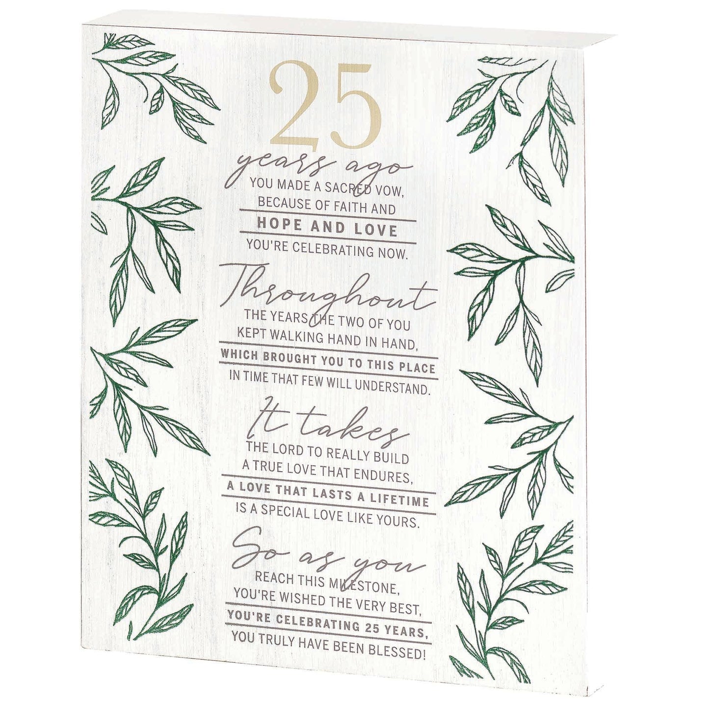 25th Wedding Anniversary Plaque 25 Years Ago Mdf Wht 8x10