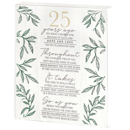 25th Wedding Anniversary Plaque 25 Years Ago Mdf Wht 8x10