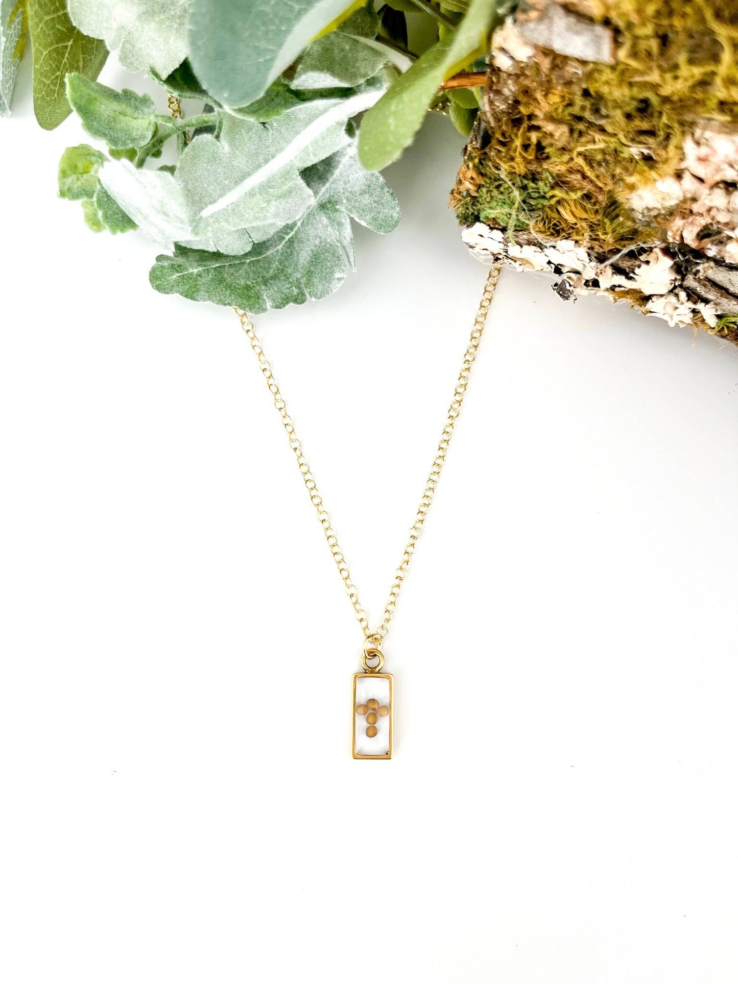 Rectangle Mustard Seed Necklace