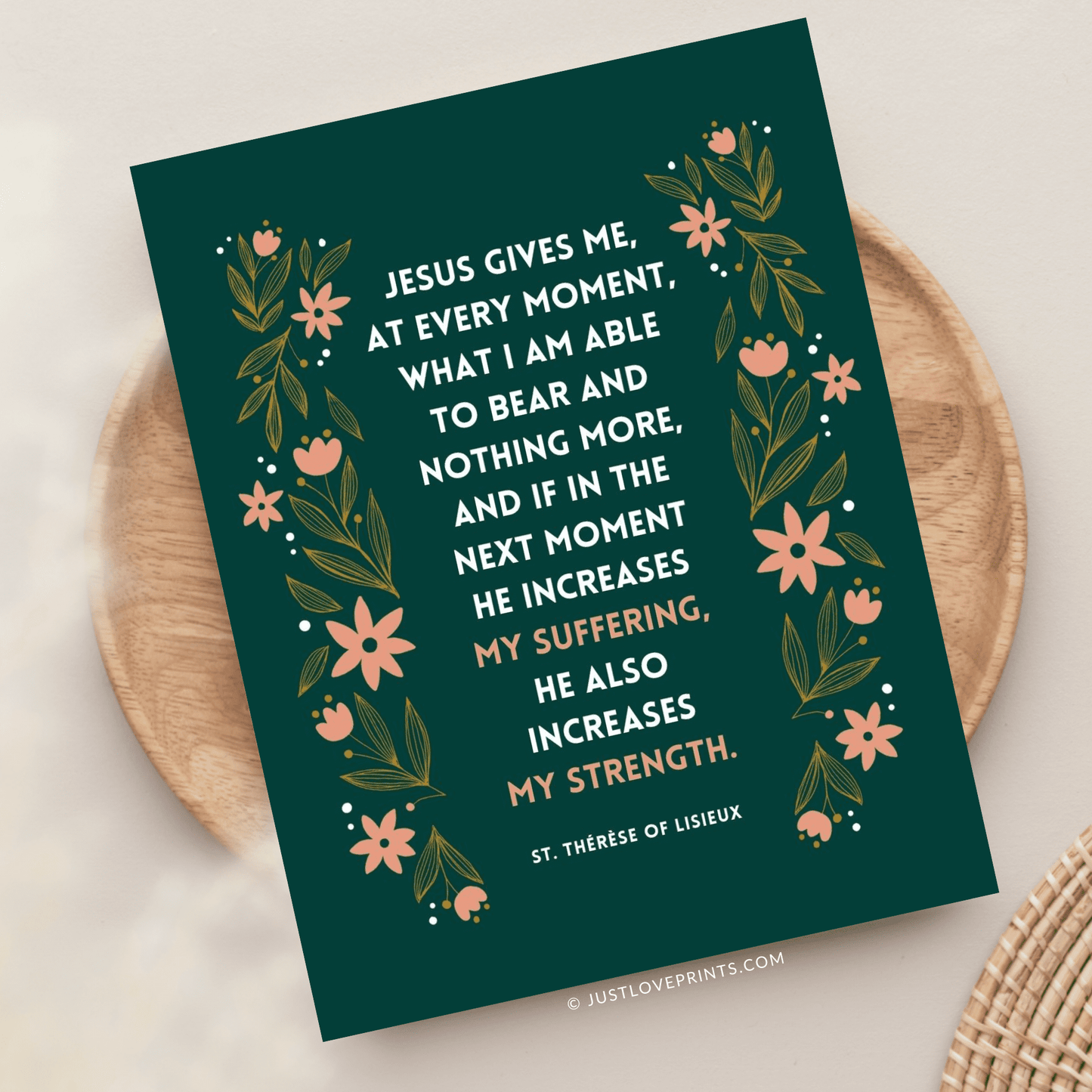 Suffering and Strength St. Therese Greeting Card