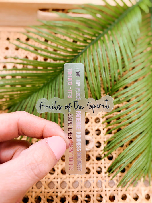 Fruits Of The Spirit Cross Clear Vinyl, Sticker, 3x3 in.