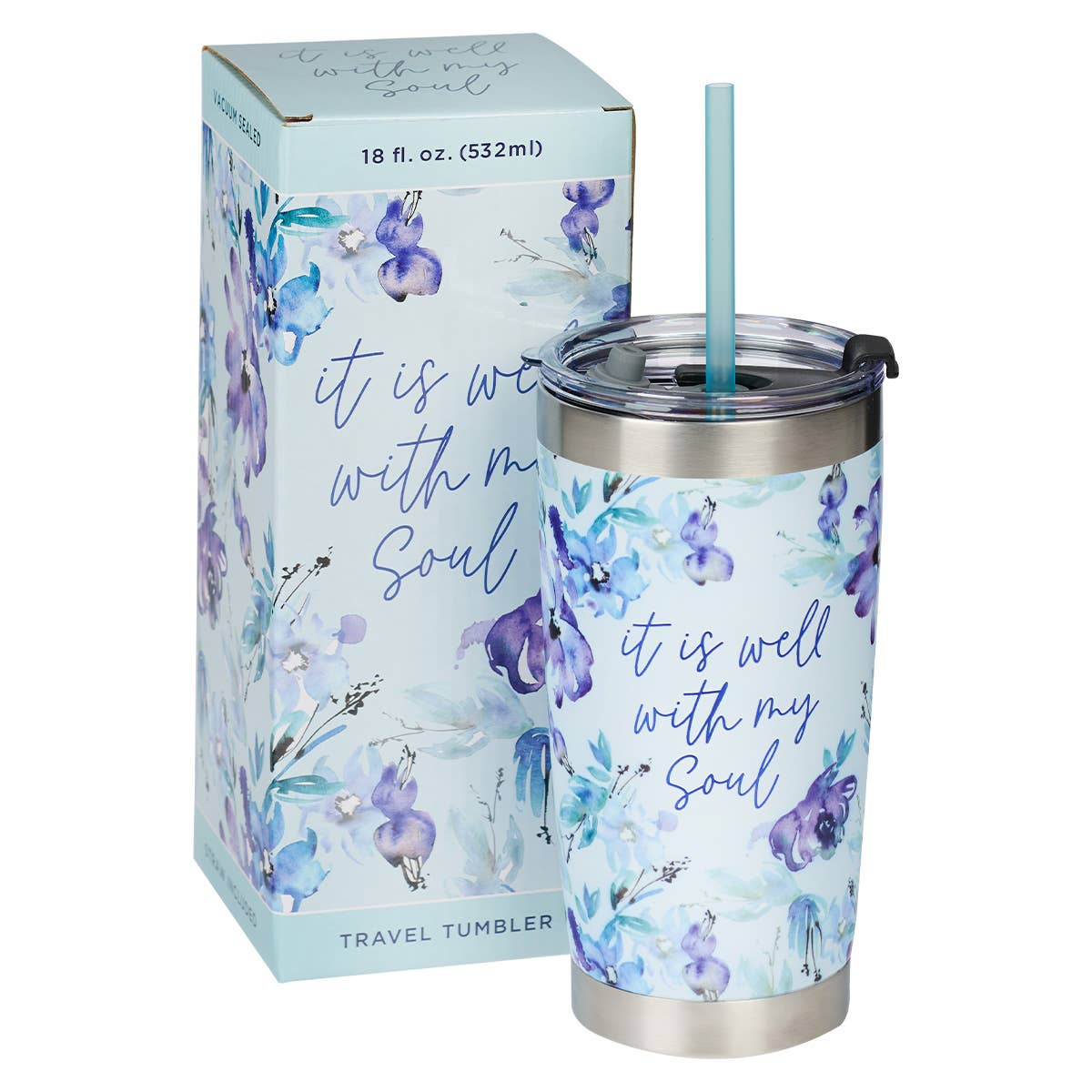 It Is Well With My Soul Purple Posies Stainless Steel Travel