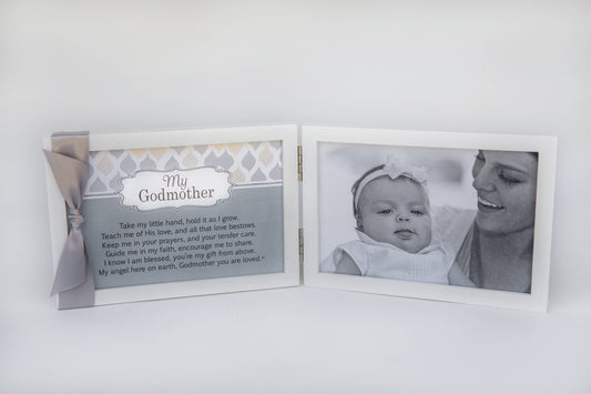 Godmother Gift Sentiment Picture Frame 4x6 White Table
