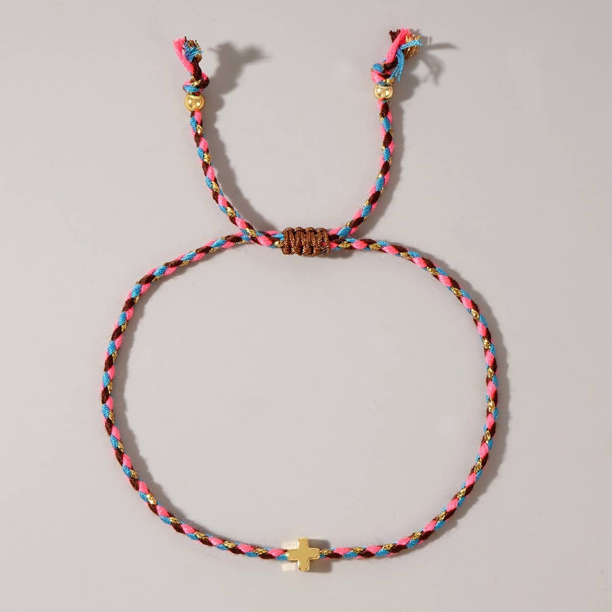 DIY HANDMADE FOUR-COLOR COTTON CROSS BRACELET_CWMM3800