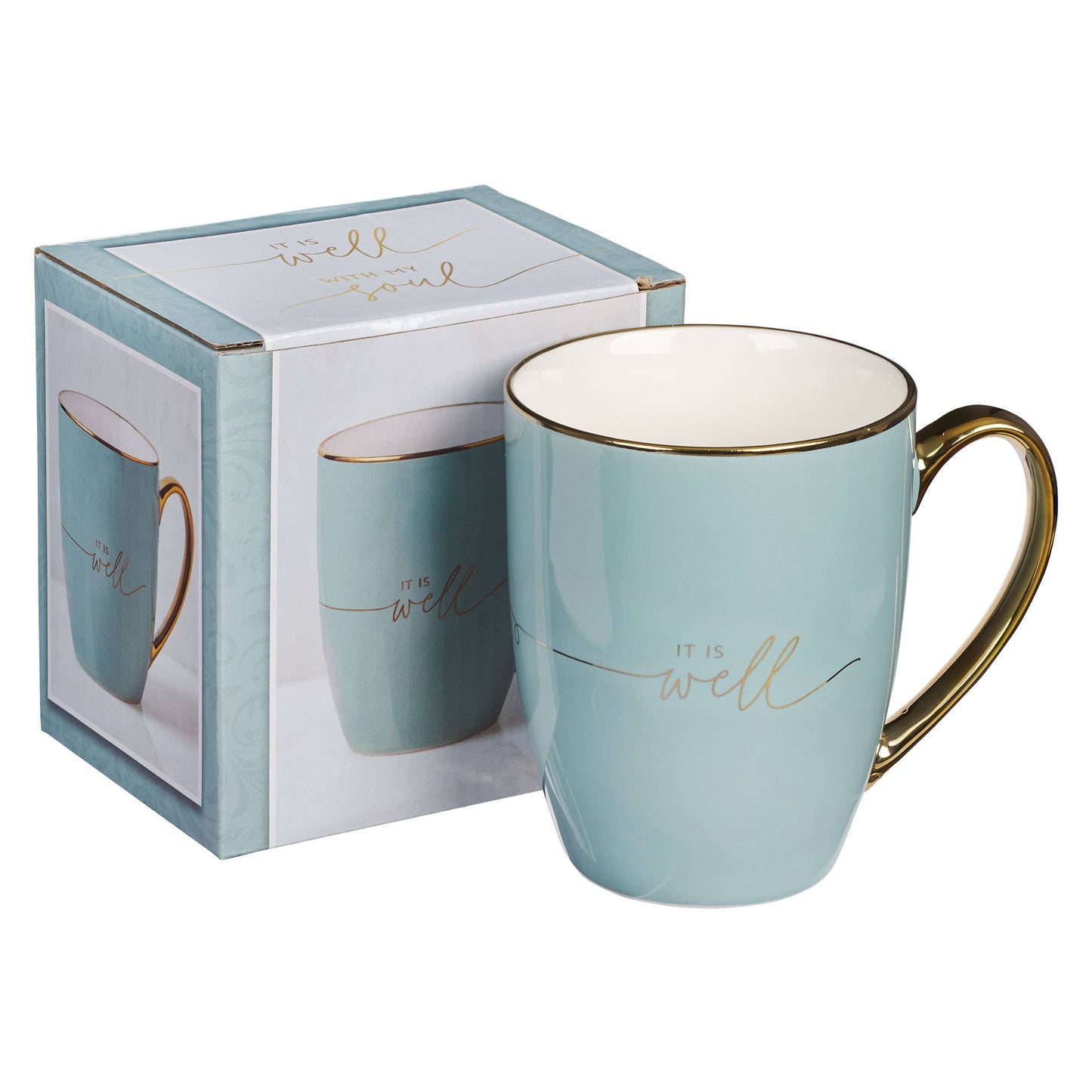 It Is Well With My Soul Blue and Gold Coffee Mug