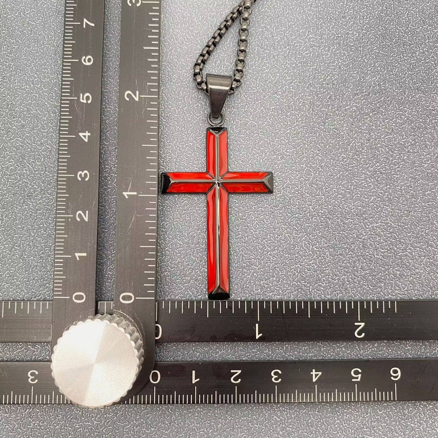 Enamel Beveled Cross Stainless Steel Necklace - MJ/MNP