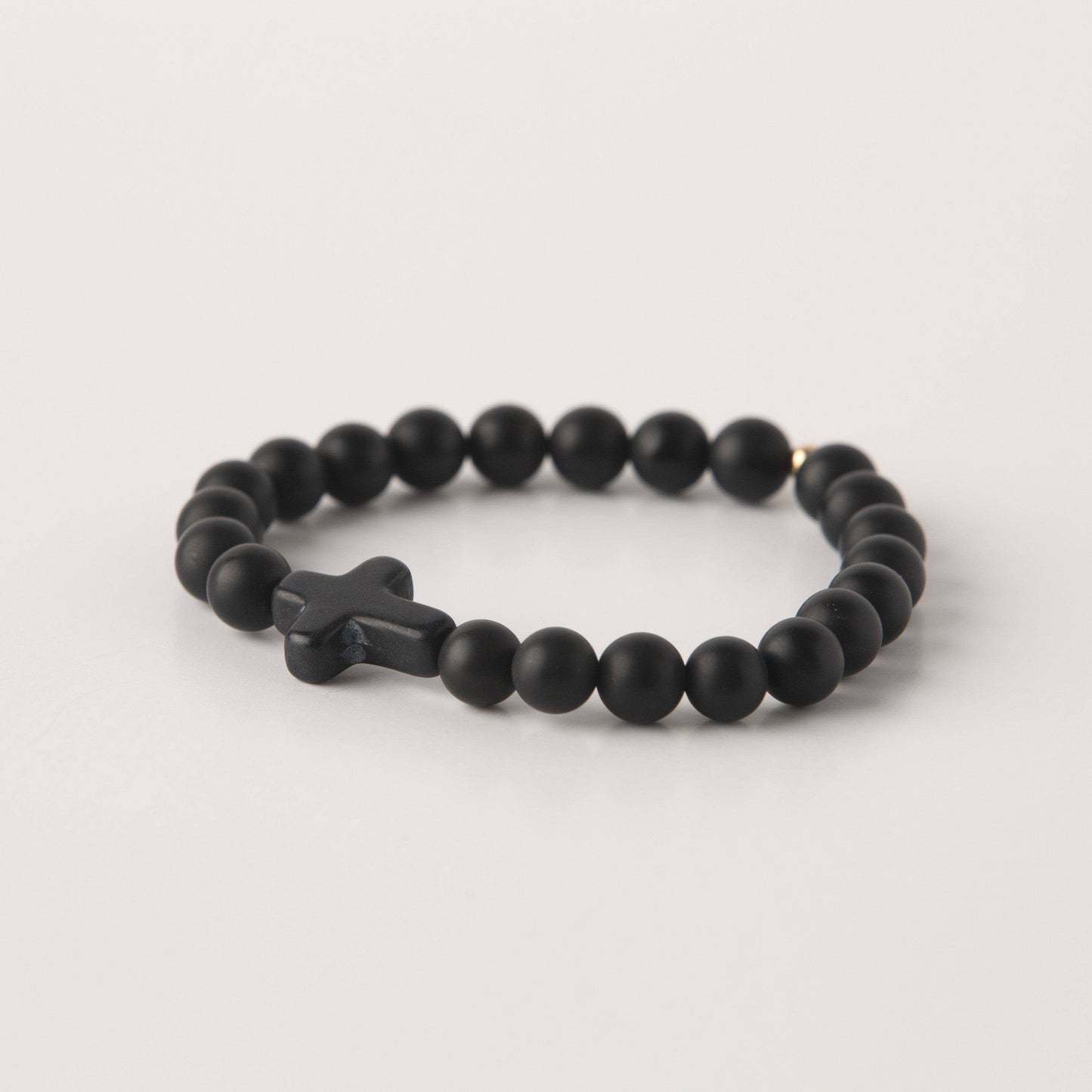 Men's Cross Stone Copper Bead Bracelet