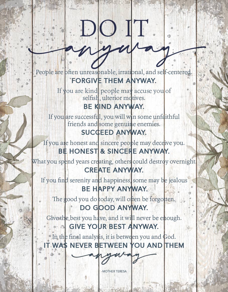 Do It Anyway - Timberland Art 11.75X15 Wood Plaque