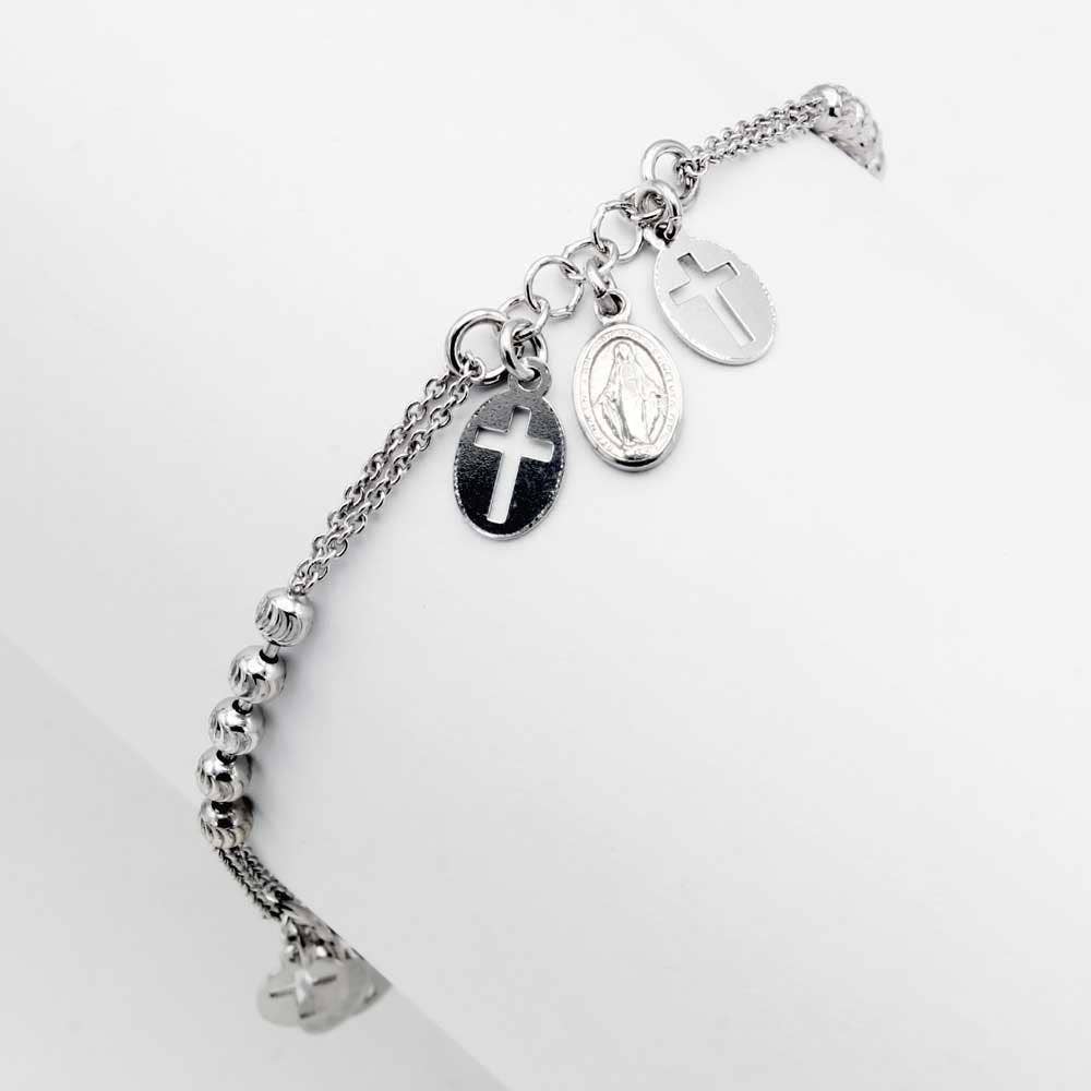 Sterling Silver Rosary Bracelet Miraculous Medal Charms