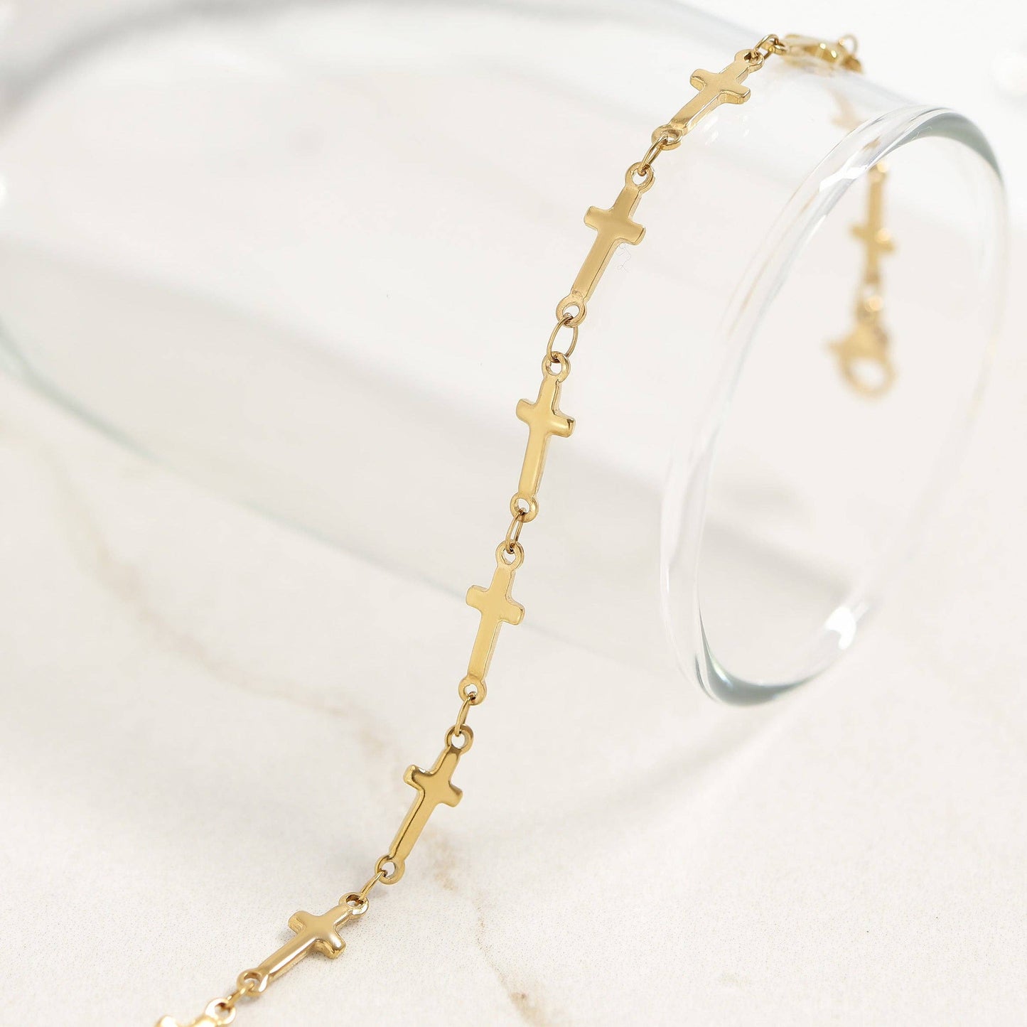 Stainless Steel Cross Chain Bracelet