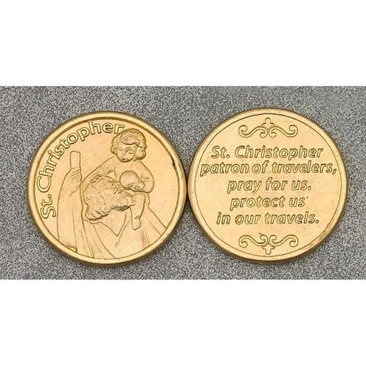 Saint Christopher Gold Tone Pocket Token