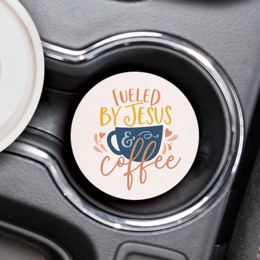 Ceramic Car Coaster - Fueled By Jesus