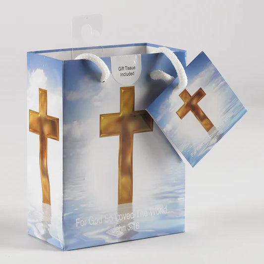 Cross/John 3:16 Gift Bag with tissue - small