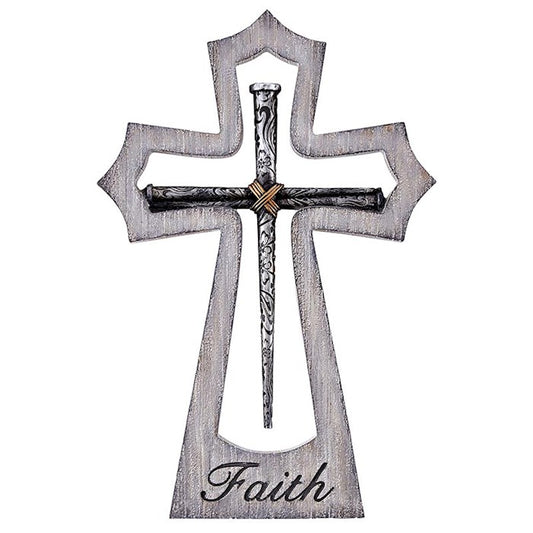 Wall Cross-Cross Of Nails-Faith (10"H)