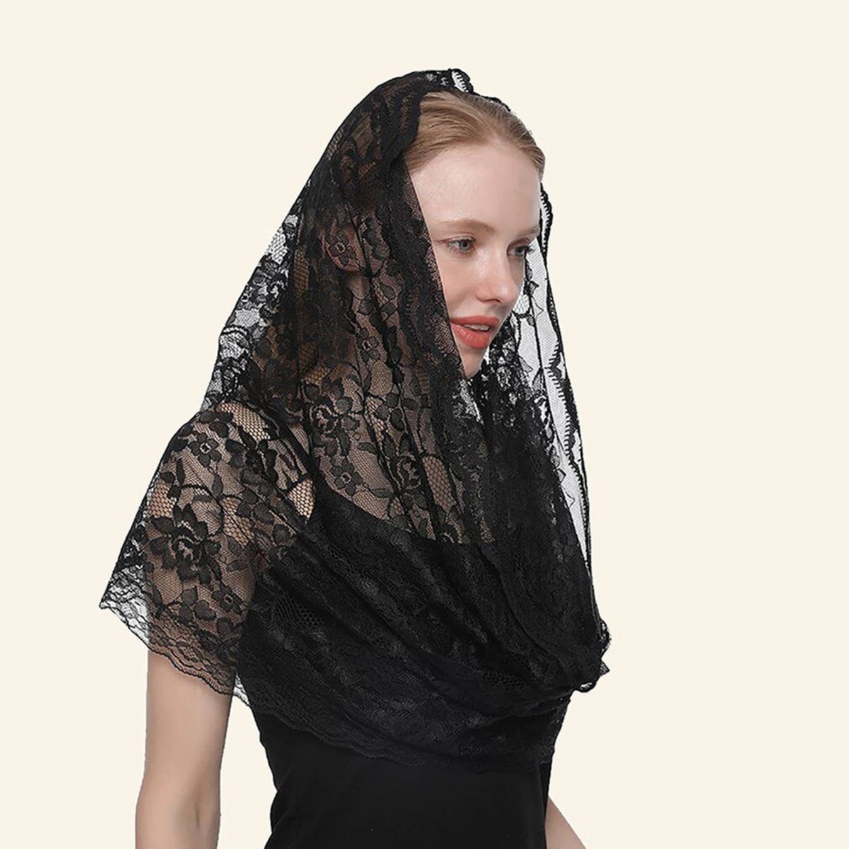 BLACK LACE LADIES VEIL