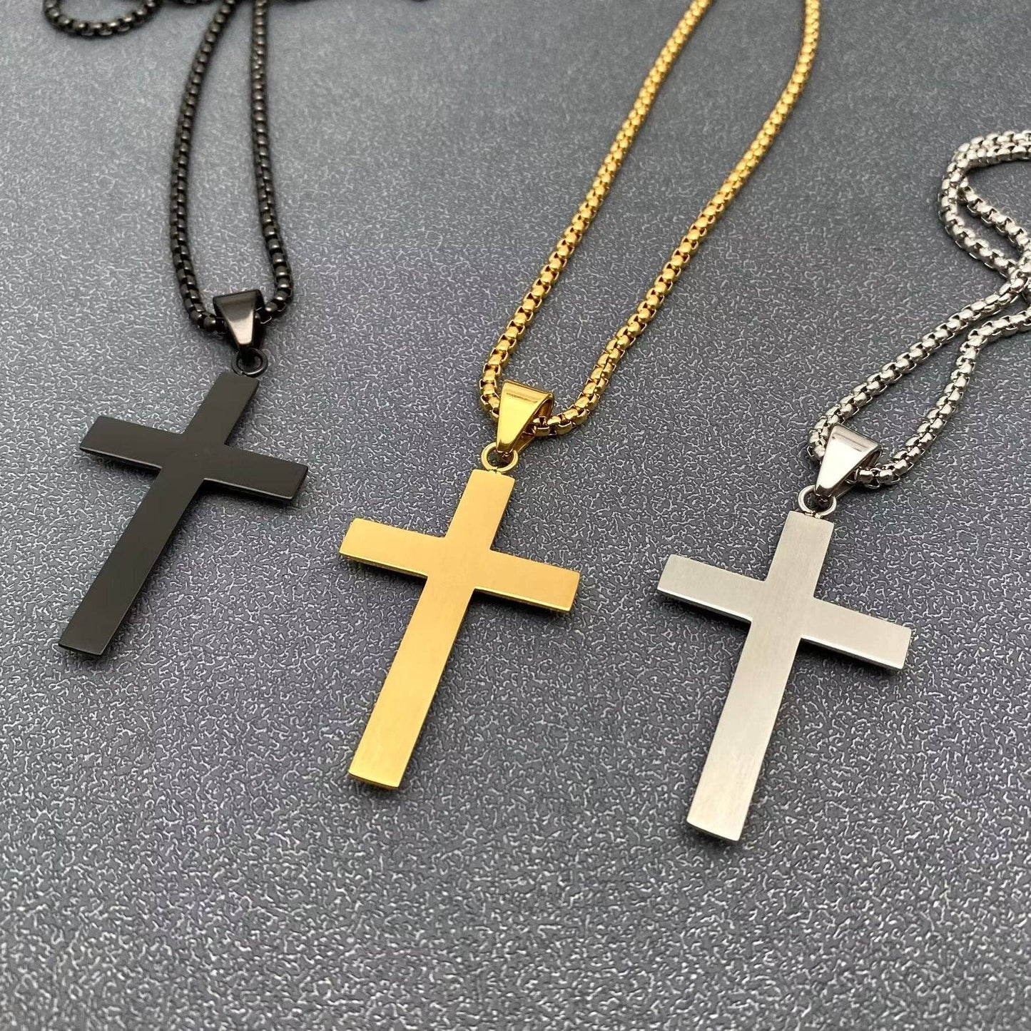 Enamel Beveled Cross Stainless Steel Necklace - MJ/MNP