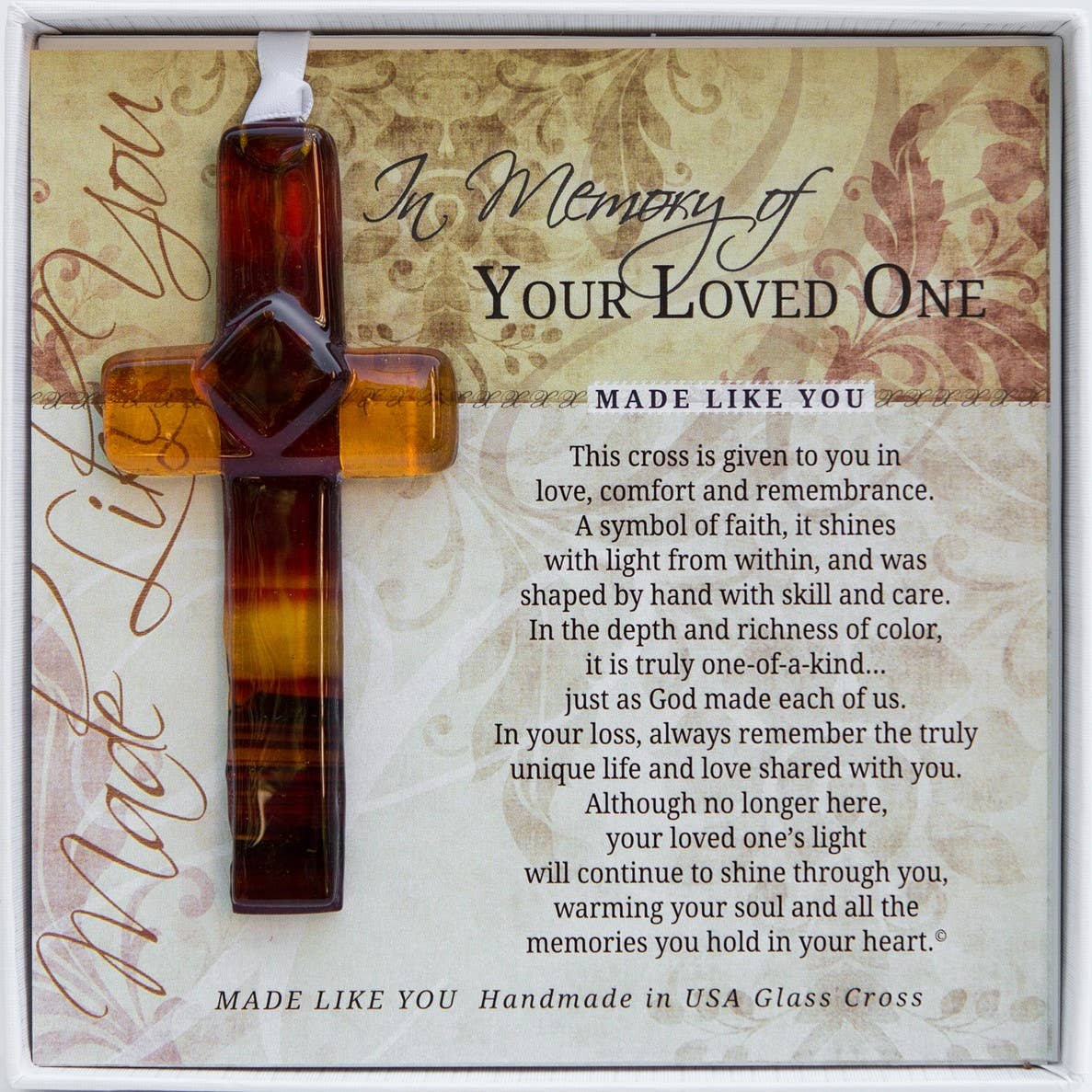 Memorial Remembrance Handmade Glass Cross