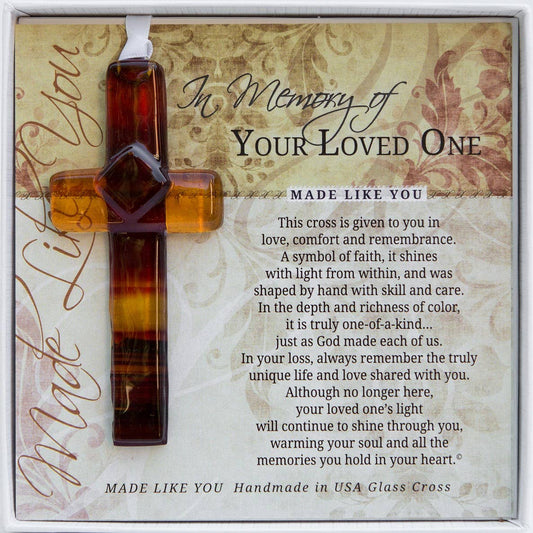 Memorial Remembrance Handmade Glass Cross