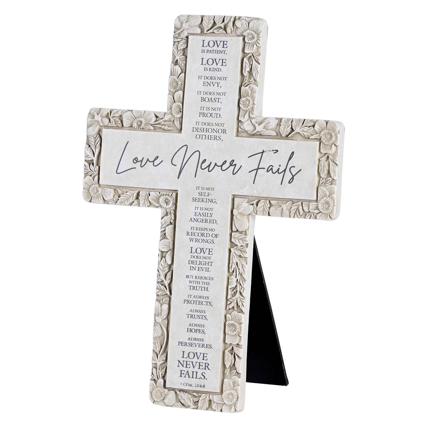 Tabletop Floral Cross Love Never Fails