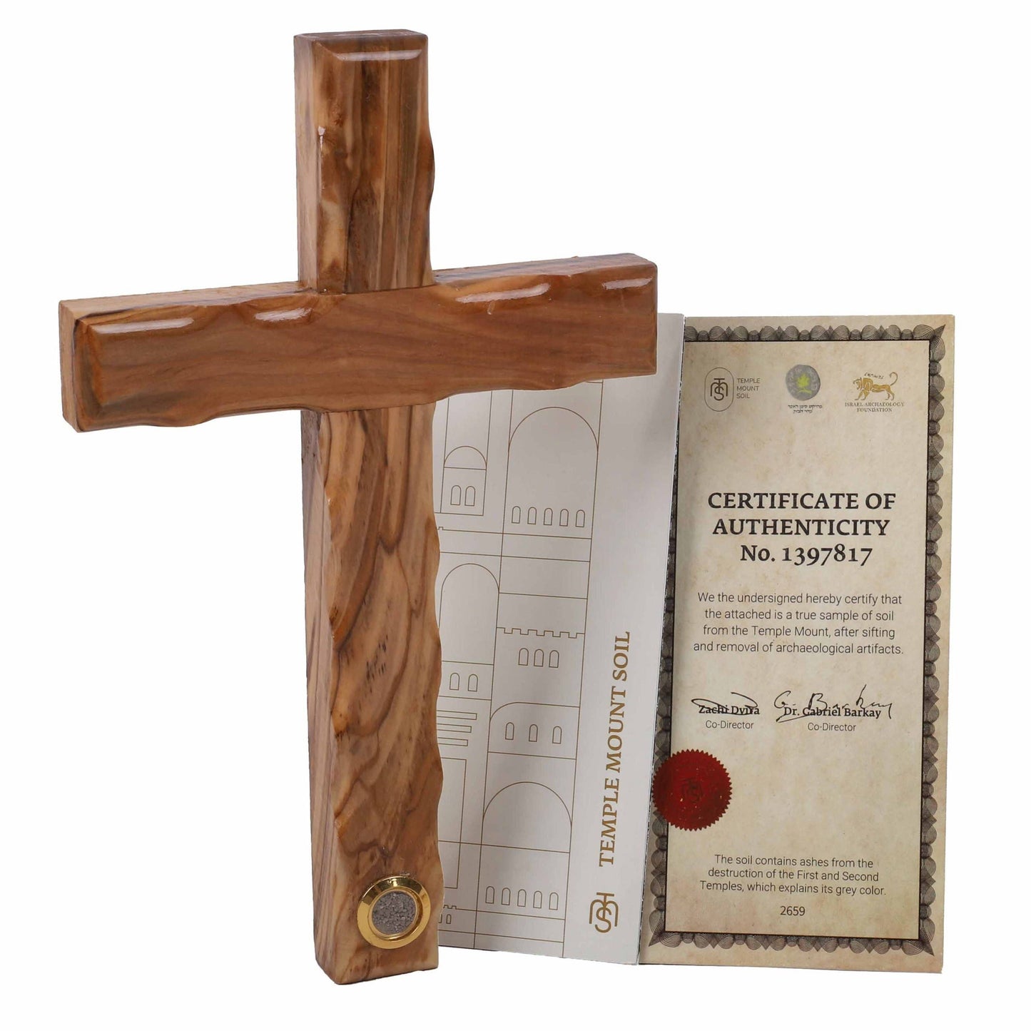Cross Wood Olive And Soil Vial