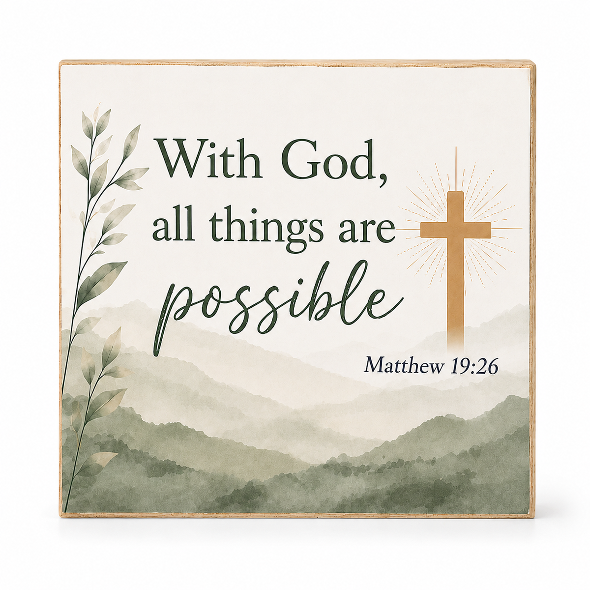 With God All Things Are Possible Inspirational Bible Verse Decor