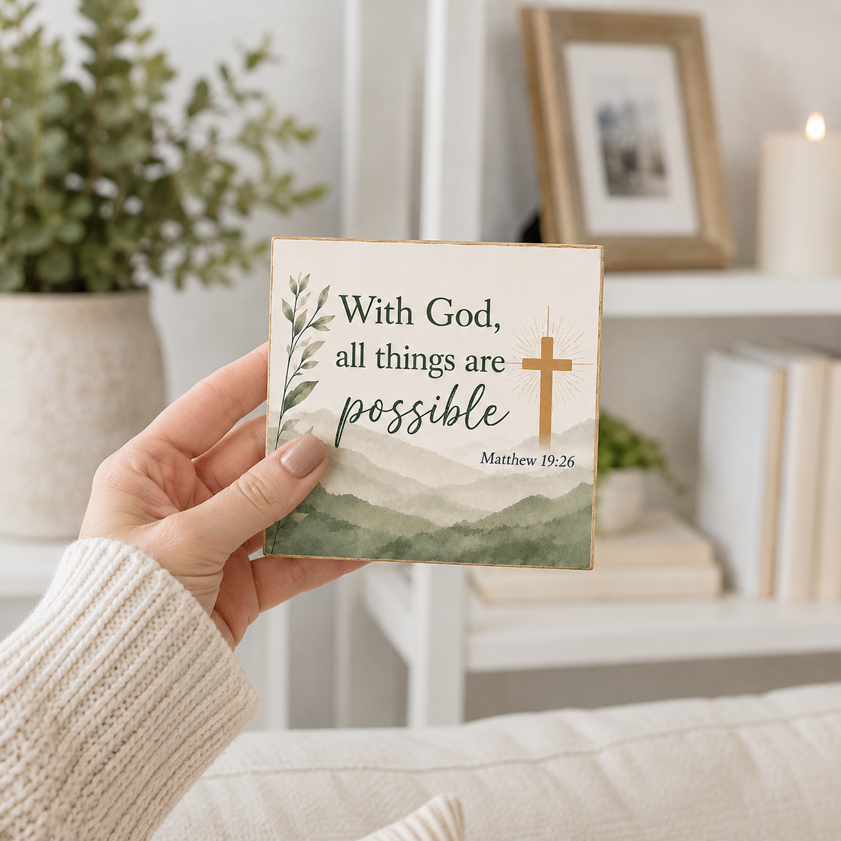 With God All Things Are Possible Inspirational Bible Verse Decor