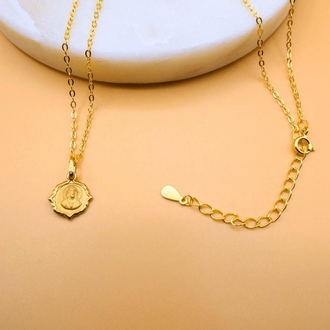 Gold Basilica Guadalupe Mini Scapular Pendant Necklace 18-inch