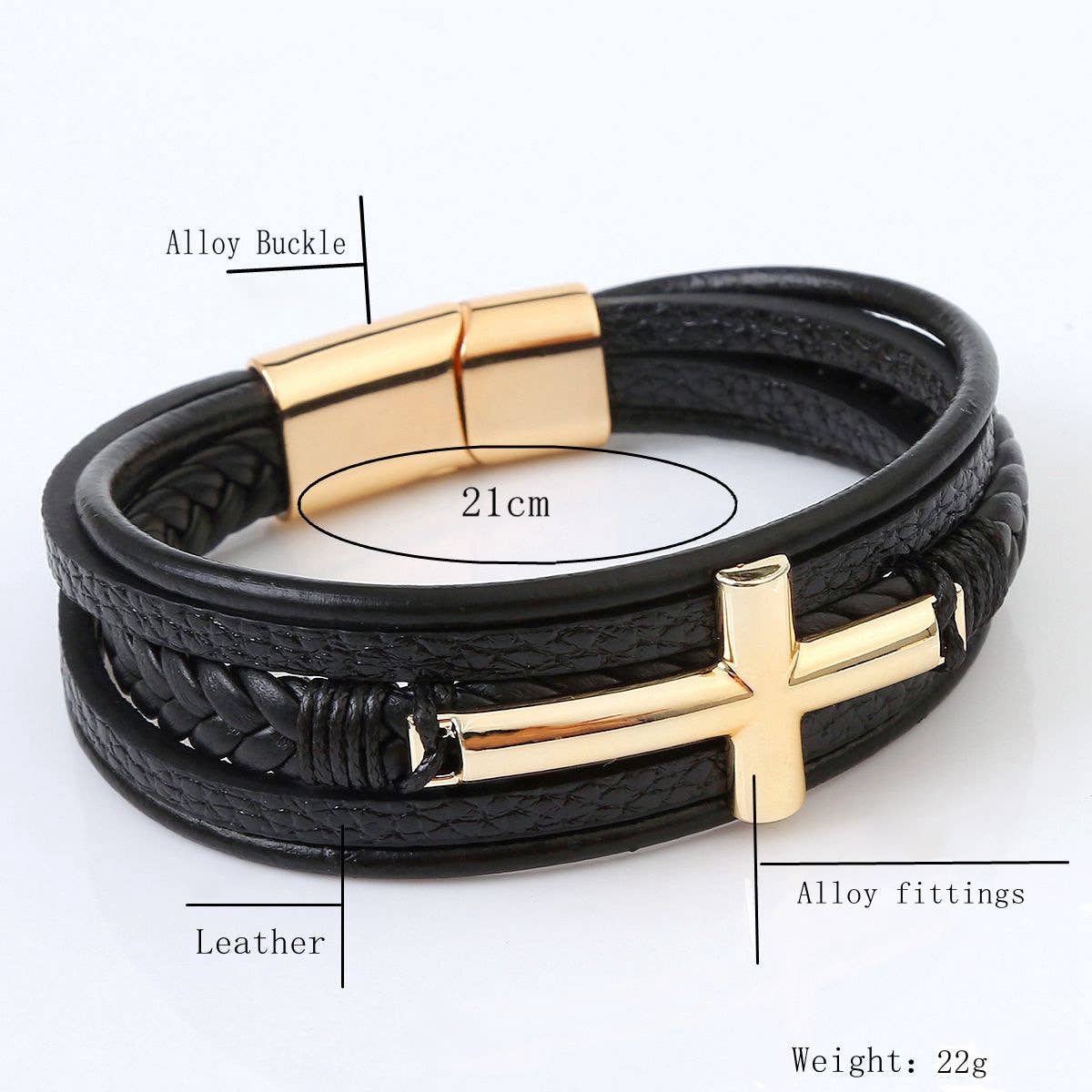 LEATHER HANDWOVEN MAGNET BUCKLE BRACELET