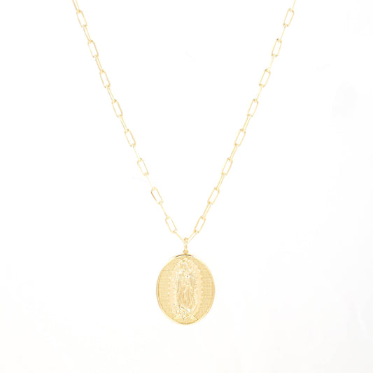 Gold Plated Virgin Mary Medallion Necklace