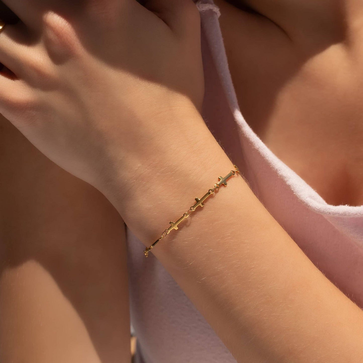 Stainless Steel Cross Chain Bracelet