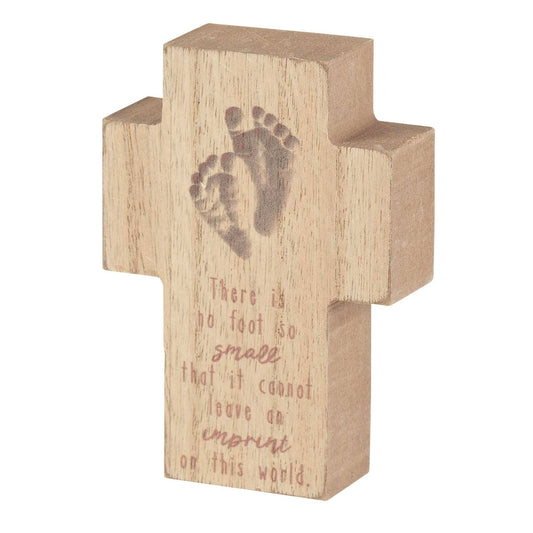 Tabletop Plaque Cross Baby No Foot Small 2.75x4