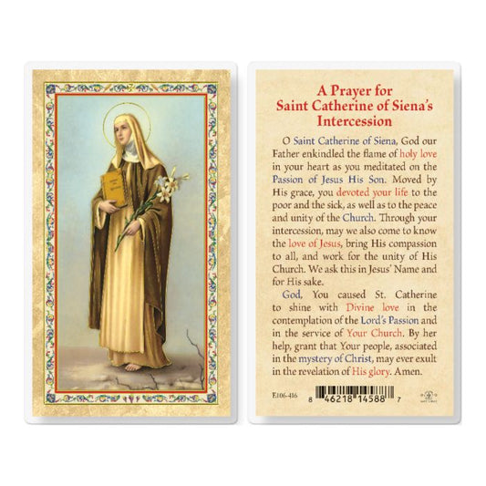 Holy Card - Laminated - Catherine Of Siena (fancy)