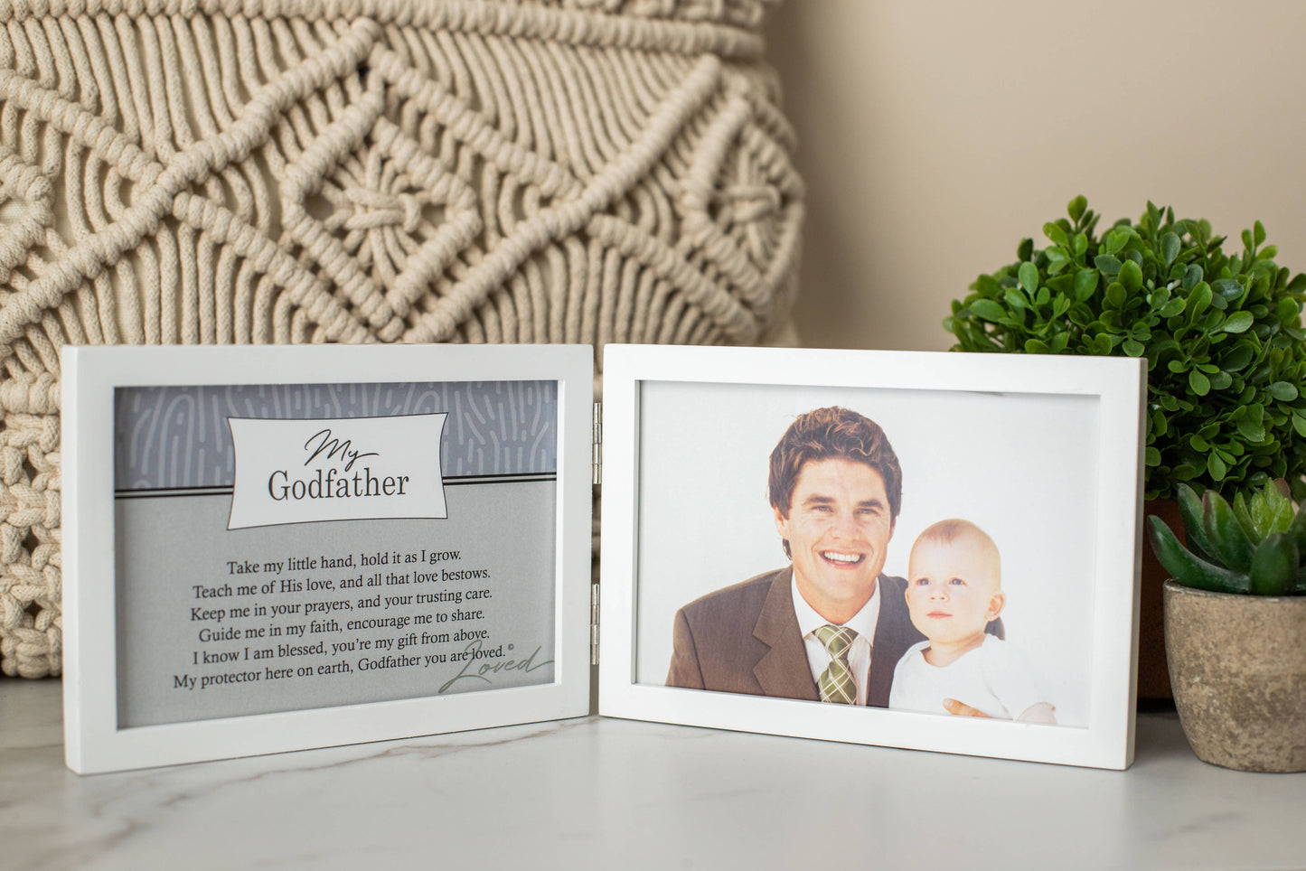 Godfather Gift Sentiment Picture Frame 4x6 White Table