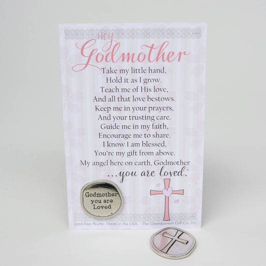 Godmother Gift USA Handmade Pewter Coin and Sentiment 5320