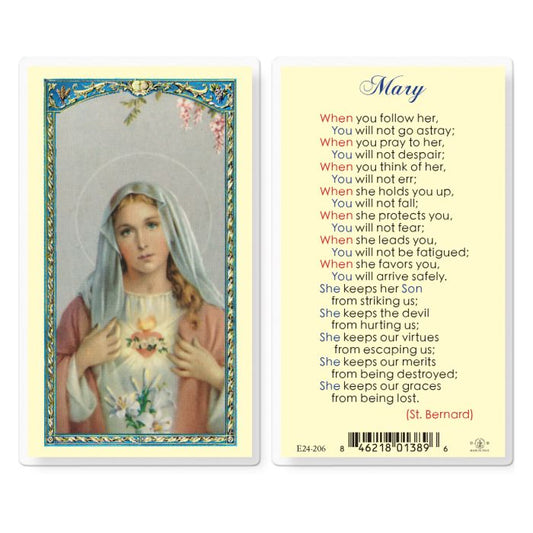 Holy Card - Laminated - Mary: When you Follow Her (St Bernard)