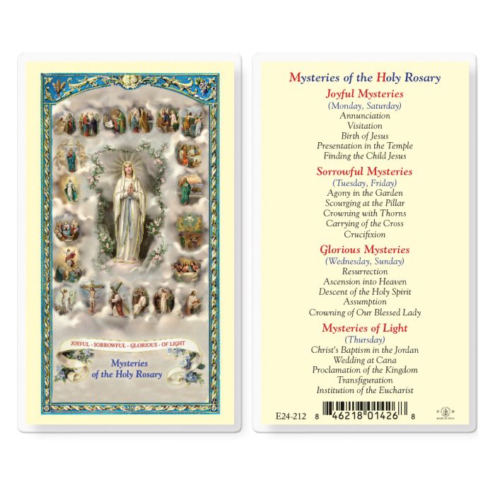 Holy Card - Laminated - Mysteries of the Rosary